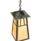 Meyda Lighting Stillwater 12" Craftsman Verdigris Double Bar Mission Pendant Light With Beige Iridescent Shade Glass