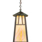 Meyda Lighting Stillwater 12" Craftsman Verdigris Double Bar Mission Pendant Light With Beige Iridescent Shade Glass