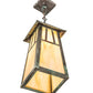 Meyda Lighting Stillwater 12" Craftsman Verdigris Double Bar Mission Pendant Light With Beige Iridescent Shade Glass