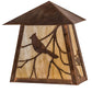 Meyda Lighting Stillwater 12" LED Vintage Copper Song Bird Wall Sconce With Beige Shade Glass