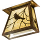 Meyda Lighting Stillwater 12" LED Vintage Copper Song Bird Wall Sconce With Beige Shade Glass