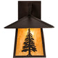 Meyda Lighting Stillwater 12" Mahogany Bronze Tall Pine Straight Arm Wall Sconce With New Mica Acrylic Shade