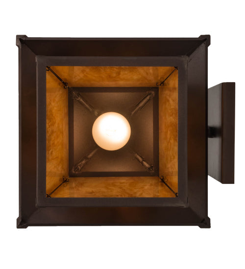 Meyda Lighting Stillwater 12" Mahogany Bronze Tall Pine Straight Arm Wall Sconce With New Mica Acrylic Shade
