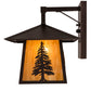 Meyda Lighting Stillwater 12" Mahogany Bronze Tall Pine Straight Arm Wall Sconce With New Mica Acrylic Shade