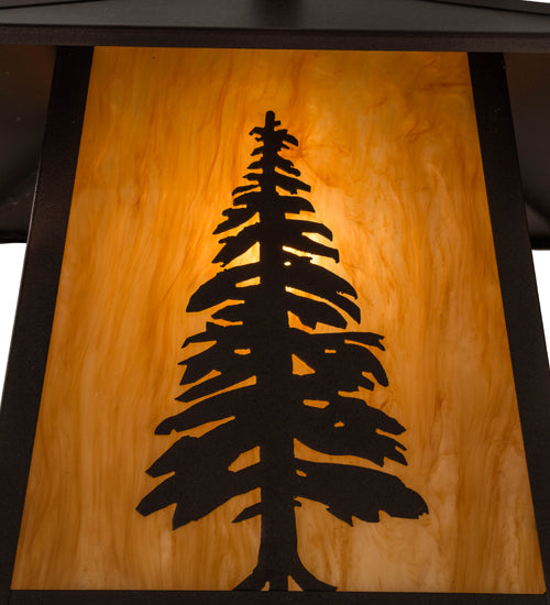 Meyda Lighting Stillwater 12" Mahogany Bronze Tall Pine Straight Arm Wall Sconce With New Mica Acrylic Shade