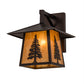 Meyda Lighting Stillwater 12" Mahogany Bronze Tall Pine Straight Arm Wall Sconce With New Mica Acrylic Shade