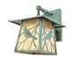 Meyda Lighting Stillwater 12" Verdegris Song Bird Straight Arm Wall Sconce With Beige Iridescent Shade Glass