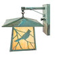 Meyda Lighting Stillwater 12" Verdegris Song Bird Straight Arm Wall Sconce With Beige Iridescent Shade Glass