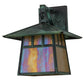 Meyda Lighting Stillwater 12" Verdigris Double Bar Mission Hanging Wall Sconce With Beige Iridescent Shade Glass