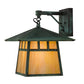 Meyda Lighting Stillwater 12" Verdigris Double Bar Mission Hanging Wall Sconce With Beige Iridescent Shade Glass