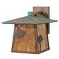 Meyda Lighting Stillwater 12" Verdigris Ginkgo Straight Arm Wall Sconce With Beige Art Shade Glass