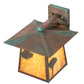Meyda Lighting Stillwater 12" Verdigris Ginkgo Straight Arm Wall Sconce With Beige Art Shade Glass