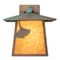 Meyda Lighting Stillwater 12" Verdigris Ginkgo Straight Arm Wall Sconce With Beige Art Shade Glass