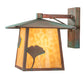 Meyda Lighting Stillwater 12" Verdigris Ginkgo Straight Arm Wall Sconce With Beige Art Shade Glass