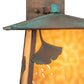 Meyda Lighting Stillwater 12" Verdigris Ginkgo Straight Arm Wall Sconce With Beige Art Shade Glass