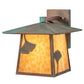 Meyda Lighting Stillwater 12" Verdigris Ginkgo Straight Arm Wall Sconce With Beige Art Shade Glass
