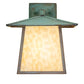 Meyda Lighting Stillwater 12" Verdigris Straight Arm Wall Sconce With Beige Art Shade Glass