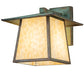 Meyda Lighting Stillwater 12" Verdigris Straight Arm Wall Sconce With Beige Art Shade Glass