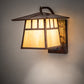 Meyda Lighting Stillwater 12" Vintage Copper Double Bar Mission Curved Arm Wall Sconce With Beige Iridescent Shade Glass
