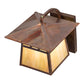 Meyda Lighting Stillwater 12" Vintage Copper Double Bar Mission Curved Arm Wall Sconce With Beige Iridescent Shade Glass
