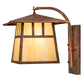 Meyda Lighting Stillwater 12" Vintage Copper Double Bar Mission Curved Arm Wall Sconce With Beige Iridescent Shade Glass