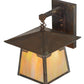 Meyda Lighting Stillwater 12" Vintage Copper Mountain View Hanging Wall Sconce With Beige Art Shade Glass