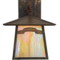 Meyda Lighting Stillwater 12" Vintage Copper Mountain View Hanging Wall Sconce With Beige Art Shade Glass