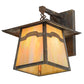 Meyda Lighting Stillwater 12" Vintage Copper Mountain View Hanging Wall Sconce With Beige Art Shade Glass