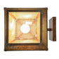 Meyda Lighting Stillwater 12" Vintage Copper Mountain View Hanging Wall Sconce With Beige Art Shade Glass