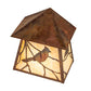 Meyda Lighting Stillwater 12" Vintage Copper Song Bird Wall Sconces With Beige Art Shade Glass