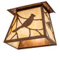 Meyda Lighting Stillwater 12" Vintage Copper Song Bird Wall Sconces With Beige Art Shade Glass