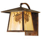 Meyda Lighting Stillwater 12" Vintage Copper Winter Pine Curved Arm Wall Sconce With Beige Iridescent Shade Glass