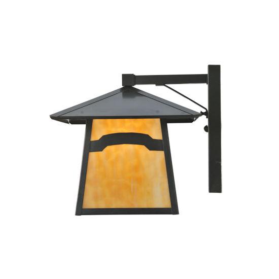 Meyda Lighting Stillwater 12" W x 12" H Craftsman Brown Mountain View Wall Sconce With Beige Shade Glass