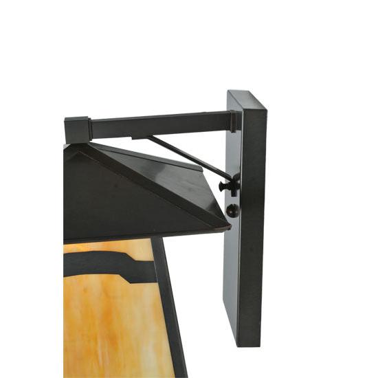 Meyda Lighting Stillwater 12" W x 12" H Craftsman Brown Mountain View Wall Sconce With Beige Shade Glass