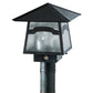 Meyda Lighting Stillwater 12"Sq 2-Light Craftsman Brown Mountain View Post Mount Light With Clear Seeded Shade Glass