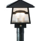 Meyda Lighting Stillwater 12"Sq 2-Light Craftsman Brown Mountain View Post Mount Light With Clear Seeded Shade Glass