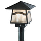 Meyda Lighting Stillwater 12"Sq 2-Light Craftsman Brown Mountain View Post Mount Light With Clear Seeded Shade Glass
