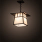 Meyda Lighting Stillwater 12"Sq Craftsman Brown Double Bar Mission Ceiling Pendant Light With White Art Shade Glass