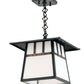 Meyda Lighting Stillwater 12"Sq Craftsman Brown Double Bar Mission Ceiling Pendant Light With White Art Shade Glass