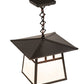 Meyda Lighting Stillwater 12"Sq Craftsman Brown Double Bar Mission Ceiling Pendant Light With White Art Shade Glass