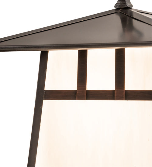 Meyda Lighting Stillwater 12"Sq Craftsman Brown Double Bar Mission Ceiling Pendant Light With White Art Shade Glass