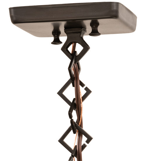 Meyda Lighting Stillwater 12"Sq Craftsman Brown Double Bar Mission Ceiling Pendant Light With White Art Shade Glass
