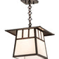 Meyda Lighting Stillwater 12"Sq Craftsman Brown Double Bar Mission Ceiling Pendant Light With White Art Shade Glass