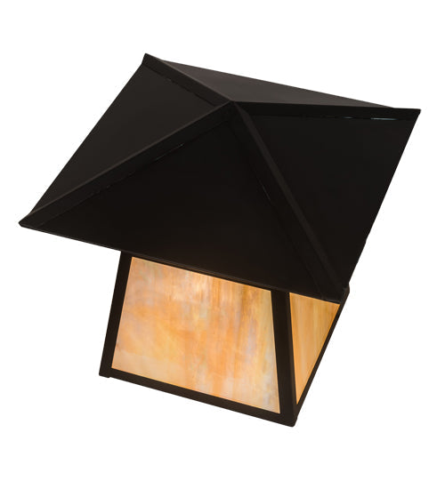 Meyda Lighting Stillwater 12"Sq Craftsman Brown Double Bar Mission Outdoor Deck Light With Beige Iridescent Art Shade Glass