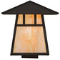 Meyda Lighting Stillwater 12"Sq Craftsman Brown Double Bar Mission Outdoor Deck Light With Beige Iridescent Art Shade Glass