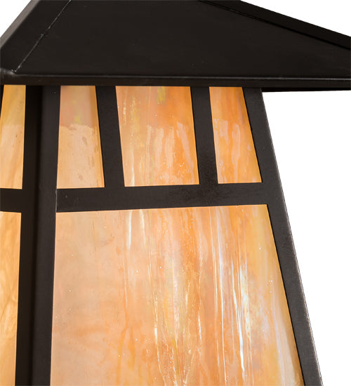 Meyda Lighting Stillwater 12"Sq Craftsman Brown Double Bar Mission Outdoor Deck Light With Beige Iridescent Art Shade Glass