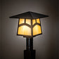 Meyda Lighting Stillwater 12"Sq Craftsman Brown Hill Top Outdoor Post Mount Light With Beige Art Shade Glass