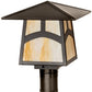 Meyda Lighting Stillwater 12"Sq Craftsman Brown Hill Top Outdoor Post Mount Light With Beige Art Shade Glass