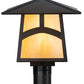 Meyda Lighting Stillwater 12"Sq Craftsman Brown Hill Top Outdoor Post Mount Light With Beige Art Shade Glass