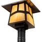 Meyda Lighting Stillwater 12"Sq Craftsman Brown Hill Top Outdoor Post Mount Light With Beige Art Shade Glass
